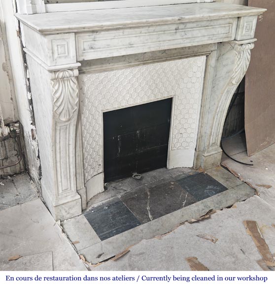 Carrara marble mantelpiece with corbel-style supports, Napoleon III period-2